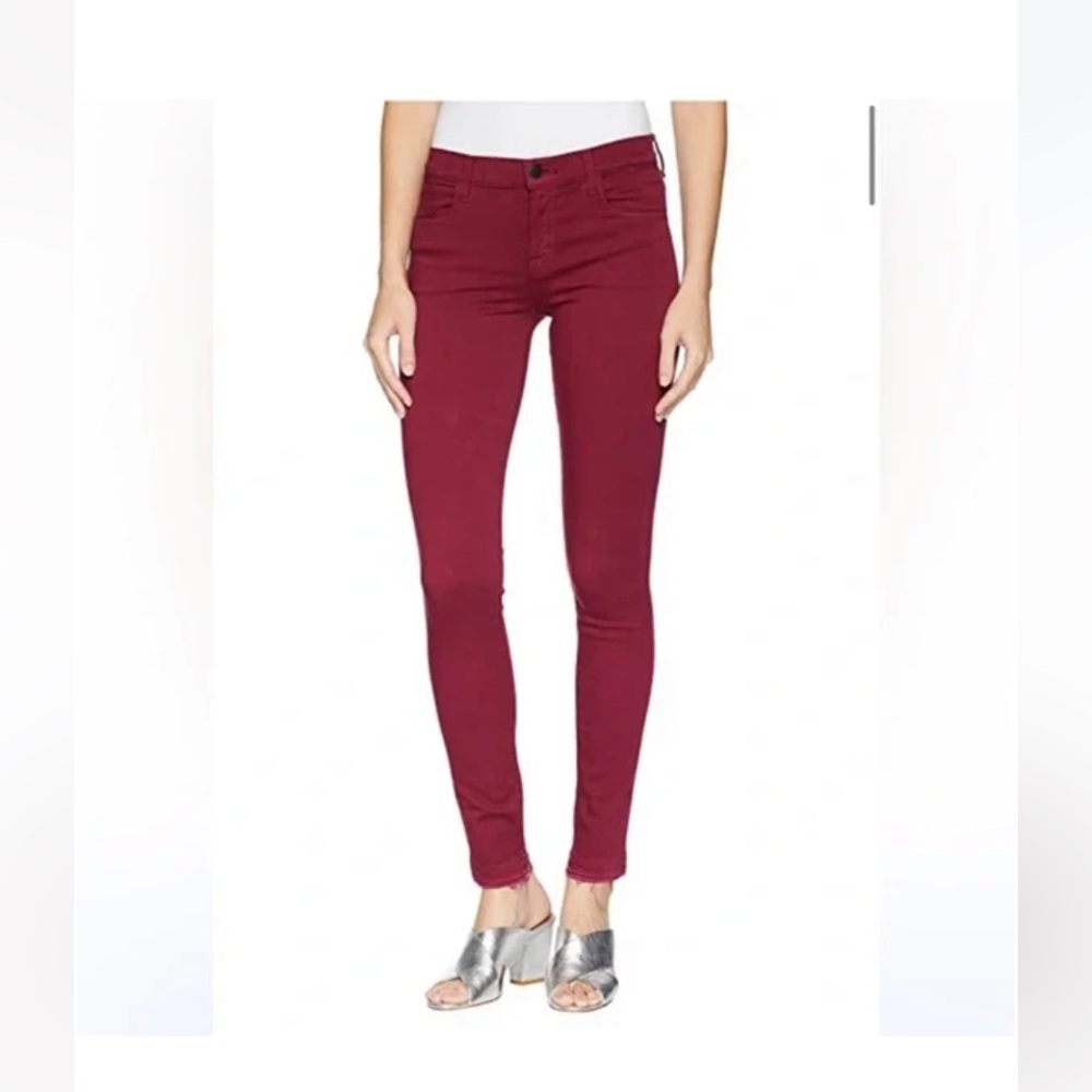 Worn once! J BRAND Photo Ready Deep Plum Skinny Jeans Raw Hem Perfect condition